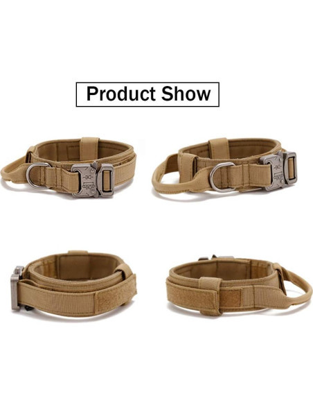 Collar y Correa Táctica para Perros Xqpetlihai Marrón Grande