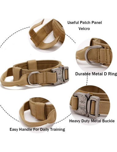 Collar y Correa Táctica para Perros Xqpetlihai Marrón Grande
