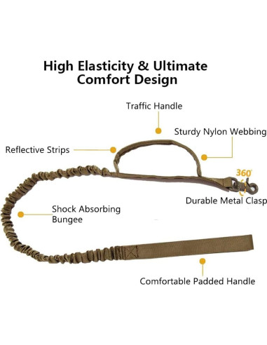 Collar y Correa Táctica para Perros Xqpetlihai Marrón Grande