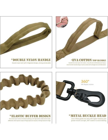 Collar y Correa Táctica para Perros Xqpetlihai Marrón Grande