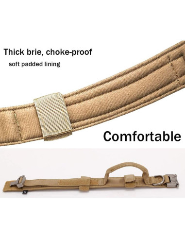 Collar y Correa Táctica para Perros Xqpetlihai Marrón Grande