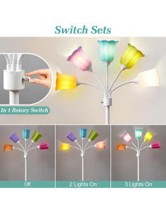 Lámpara de Pie LED GyroVu Medusa 5 Brazos Ajustables Blanca 2