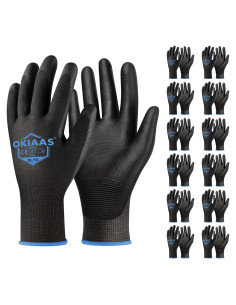 Guantes de Trabajo OKIAAS Ultra Delgados 12 Pares Negro XL