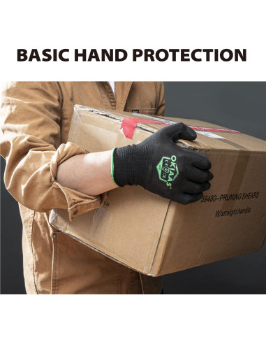 Guantes de Trabajo OKIAAS Ultra Delgados 12 Pares Negro XL