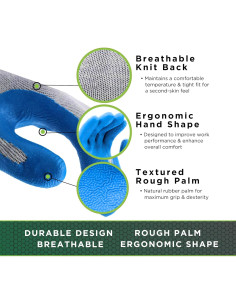 Guante de Trabajo SHOWA Atlas 300 Azul Grande 10-Gauge 2