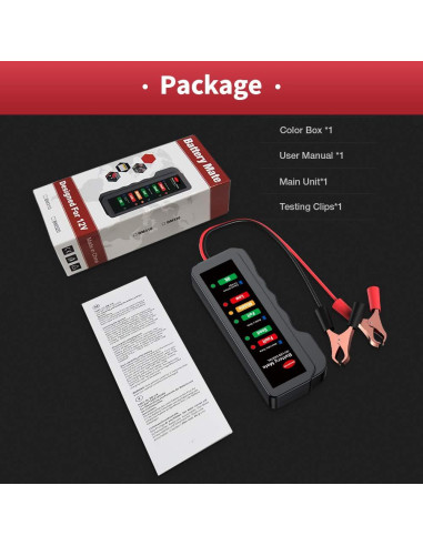 Probador de Batería KINGBOLEN 12V con LED y Protección