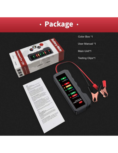 Probador de Batería KINGBOLEN 12V con LED y Protección