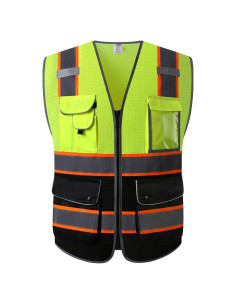 Chaleco de Seguridad JKSafety XL Alta Visibilidad 9 Bolsillos
