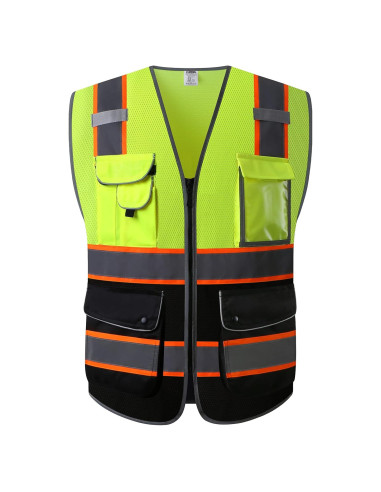 Chaleco de Seguridad JKSafety XL Alta Visibilidad 9 Bolsillos