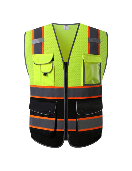 Chaleco de Seguridad JKSafety XL Alta Visibilidad 9 Bolsillos