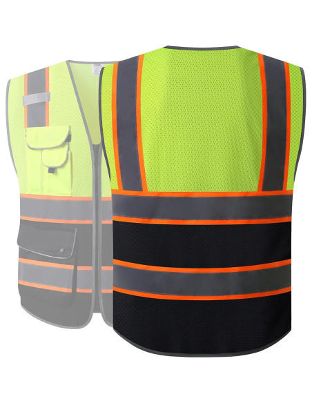 Chaleco de Seguridad JKSafety XL Alta Visibilidad 9 Bolsillos