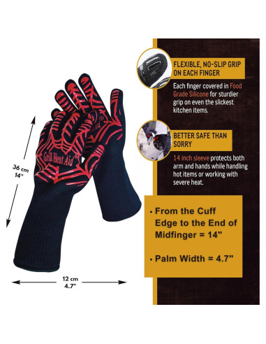 Guantes de BBQ Grill Heat Aid - Resistentes al calor 800C