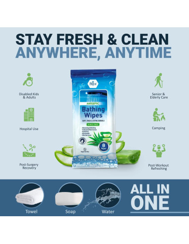 Toallitas de Baño Desechables Med Pride con Aloe Vera 96 Pzs