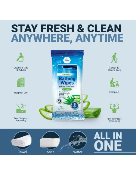 Toallitas de Baño Desechables Med Pride con Aloe Vera 96 Pzs