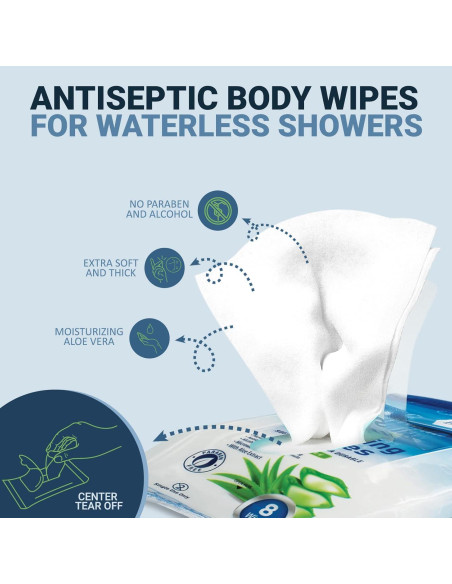 Toallitas de Baño Desechables Med Pride con Aloe Vera 96 Pzs