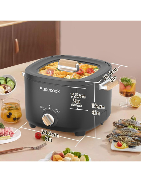 Olla Eléctrica Audecook 2.5L Portátil Antiadherente