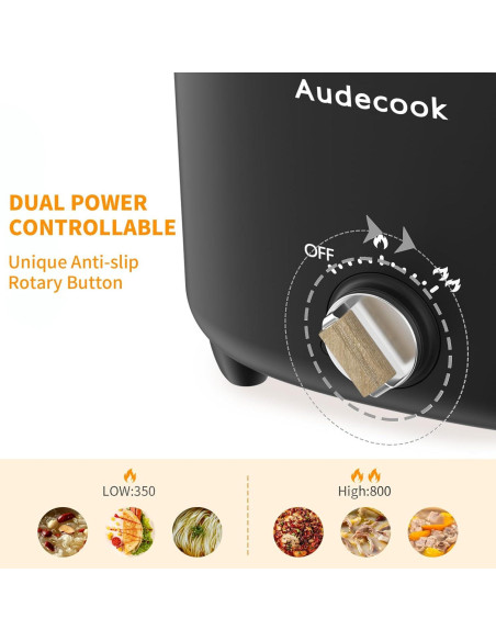 Olla Eléctrica Audecook 2.5L Portátil Antiadherente