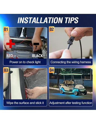 Kit de Tiras LED RGB 4PCS para Carros de Golf HVAC