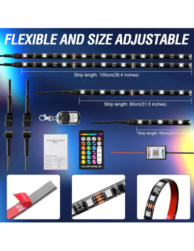 Kit de Tiras LED RGB 4PCS para Carros de Golf HVAC