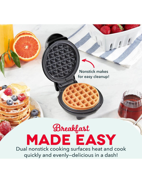 DASH Mini Waffle Maker 10 cm Antiadherente Negro
