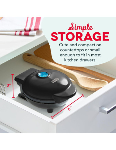 DASH Mini Waffle Maker 10 cm Antiadherente Negro