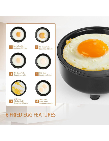 Cocinador de Huevos Fritos Hyvance HYS001AC 6 Huevos Negro