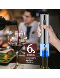 Abridor de Vino Eléctrico VIDYSUFYR Plata Recargable con Luz LED 2