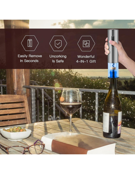 Abridor de Vino Eléctrico VIDYSUFYR Plata Recargable con Luz LED