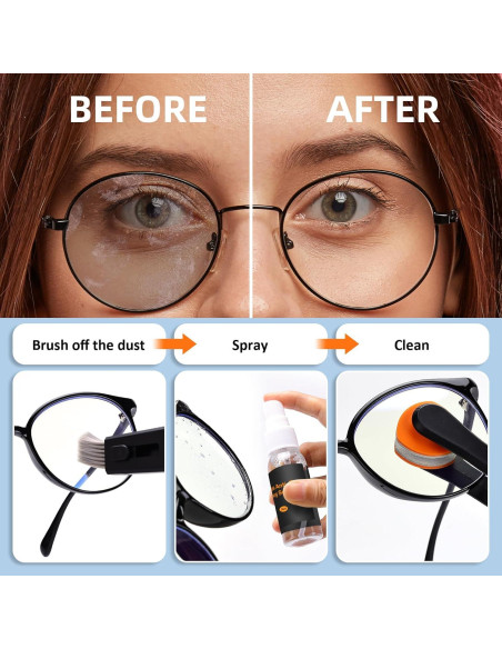 Kit de limpieza y reparación de gafas Ordilend con spray