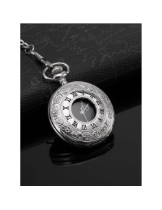 Reloj de bolsillo Hicarer plata con cadena desmontable 2