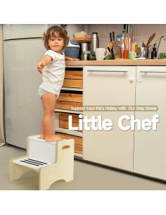 Banco de Paso WOOD CITY para Niños Blanco con Escalones 2