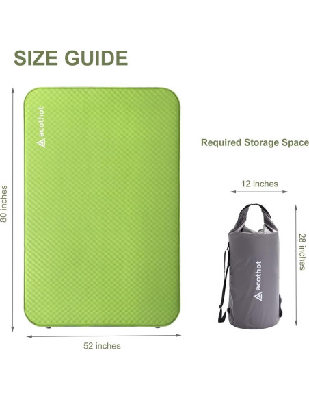 Colchoneta Autoinflable ACOTHOT Doble 10 cm Espuma Gruesa