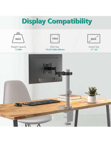 Soporte de Brazo para Monitor WALI 011ARM Ajustable 32" 7.98kg