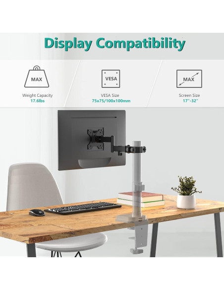 Soporte de Brazo para Monitor WALI 011ARM Ajustable 32" 7.98kg