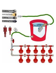 Kit Automático de Bebedero para Pollos Perfsign 8 Tazas PVC