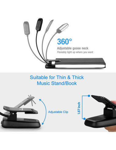 Vekkia Luz de Lectura LED Recargable 14 LEDs 3 Modos Color