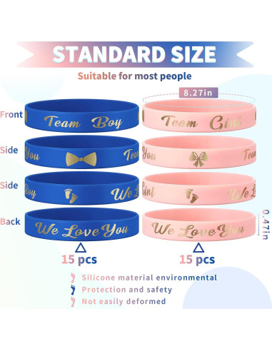 30 Pulseras de Revelación de Género Jetec Silicona Unisex