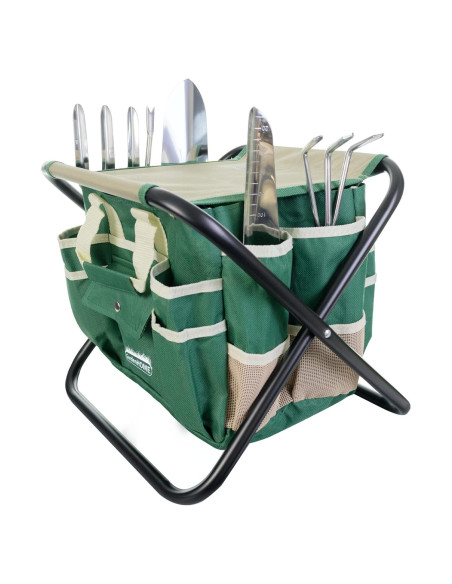 Juego de Jardinería 7 Piezas Handletech con Taburete Plegable