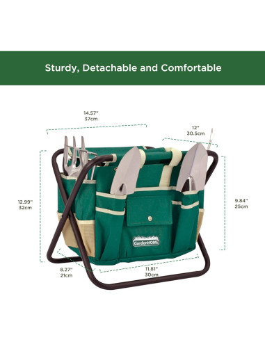 Juego de Jardinería 7 Piezas Handletech con Taburete Plegable