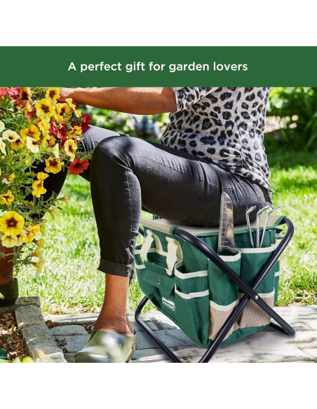 Juego de Jardinería 7 Piezas Handletech con Taburete Plegable