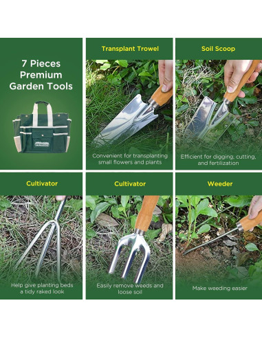 Juego de Jardinería 7 Piezas Handletech con Taburete Plegable