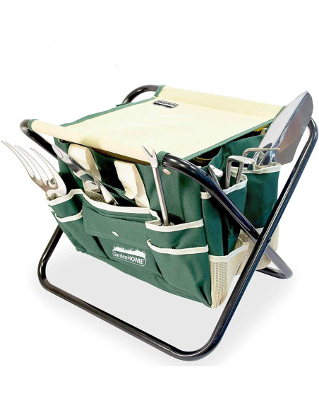 Juego de Jardinería 7 Piezas Handletech con Taburete Plegable