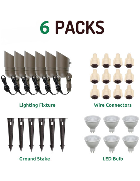 Focos LED Lumina 4W Bronce 12V a Prueba de Agua Paquete 6