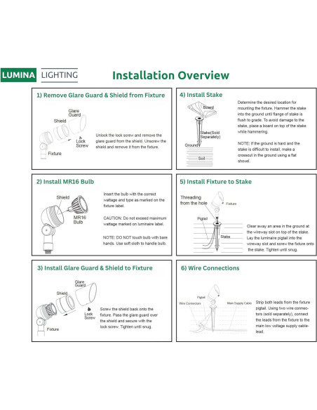 Focos LED Lumina 4W Bronce 12V a Prueba de Agua Paquete 6