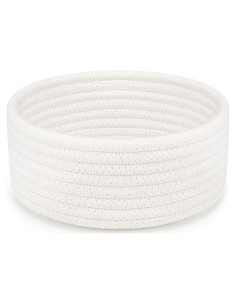 Cesta Pequeña Tejida ABenkle 20x20 cm Decorativa Blanca