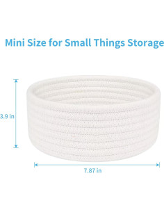 Cesta Pequeña Tejida ABenkle 20x20 cm Decorativa Blanca 2