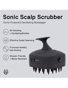 Cepillo Masajeador Sonic Black Wolf - Exfoliador Cabello Negro 2