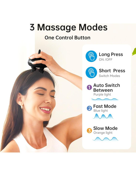 Masajeador de Cabeza Comfier CF-4402 Negro 3 Modos Impermeable