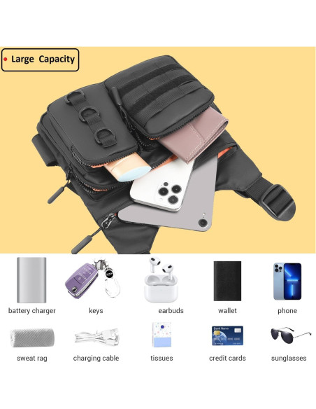 Mochila de Pecho Criuage Wdhf Ligera y Ajustable