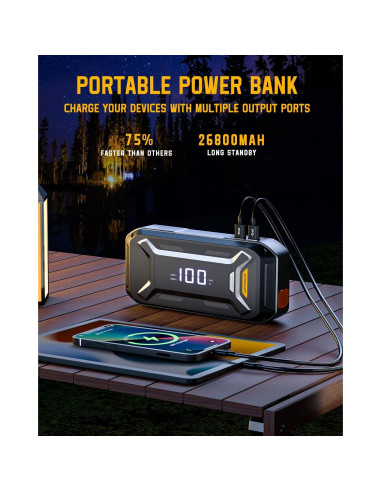 Arrancador de Coche Acmount P120 5000A 12V Pantalla LCD